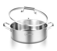 LOLYKITCH 8 Quarts Tri-Ply Stainless Steel Sauté Pan with Lid,13 Inch Deep Frying Pan,Large Skillet,Jumbo Cooker,Induction Pot,Dishwasher and Oven Safe.