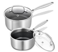 LOLYKITCH Hybrid Tri-Ply Stainless Steel Non-Stick Saucepan Set of 2,1.5QT & 2.5QT Sauce Pots,Induction Pots and Pans Set,Heavy Duty and Oven Safe.