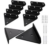 LOLYSIC 10 Pcs Triangle Floating Shelf Brackets, 8x10cm Heavy Duty Hidden Supports, Metal Invisible Wall Brackets for Shelves, Black
