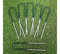 LOLYSIC 100 Pack U Shaped Artificial Grass Pegs, 6" 150mm Metal Garden Weed Fabric Pins, Galvanised Steel Garden Netting Securing Pegs Staples for We