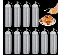 LOLYSIC 10Pcs Squeeze Bottles, 18oz 500ml Plastic Sauce Bottle Condiment Squeezy Bottles with Nozzles for Ketchup, Salad Sauce, BBQ Sauce, BPA Free