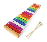 LOLYSIC 15 Tone Xylophone Glockenspiel Colorful Wooden Xylophone Xilofono Instrument with 2 Mallets for Beginner