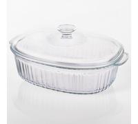 LOLYSIC 2.8L Oval Glass Casserole Dish with Lid, 31x28x22cm Glass Oven Dish with Lid, 7.5cm Deep Clear Lasagne Casserole Dish for Baking Cooking Food Serving, Microwave/Freezer/Oven Safe