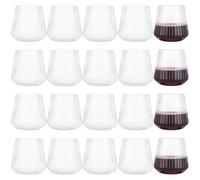 LOLYSIC 20Pcs Reusable Plastic Wine Glasses Stemless, 400ml Clear Ribbed Plastic Wine Glasses, Unbreakable Drinking Cup Tumbler for Outdoor Indoor Party Picnic Camping Cocktail Champagne Juice Water