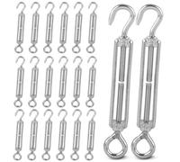 LOLYSIC 20Pcs Turnbuckle Wire Tensioner M5 (1/4") Hook and Eye Tensioners Heavy Duty Stainless Steel Adjustable Wire Rope Tensioner for Garden Outdoor Cable Railing Fence String Light Picture Hanging