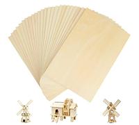 LOLYSIC 24Pcs 300 x 200 x 1.5mm Plywood Sheets, A4 Unfinished Basswood Sheets for Craft, Natural Rectangle Blank Wood Boards Thin Wood Sheets for Laser Engraving Craft DIY Mini House Building Modeling