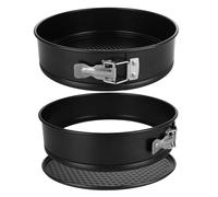 LOLYSIC 2Pcs Springform Cake Tins, 26cm 10 Inch Non Stick Cheesecake Tin with Loose Base, Carbon Steel Cake Tins Round Spring Form Pan for Baking Cheesecakes Pie Quiches