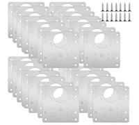 LOLYSIC 30Pcs Hinge Repair Plates, Stainless Steel Hinge Repair Kit, Kitchen Door Hinge Repair Plates for Cupboard Cabinet Wardrobe Door, with Screws