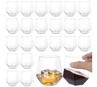 LOLYSIC 40 Pack Reusable Plastic Wine Glasses, 350ML 12oz Stemless Plastic Wine Glasses Tumbler for Juice Champagne Whisky, Unbreakable Clear Plastic Cup Glasses for Outdoor Camping Wedding Party