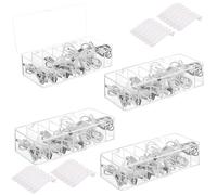 LOLYSIC 4PCS Cable Storage Box, 7 Grids Clear Cable Organiser Box, Wire Management Boxes Cable Tidy Box with 40 Cable Ties, for Chargers Chanrging Cables Wire Cord