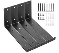 LOLYSIC 4Pcs Shelf Brackets, 150mm / 6" Heavy Duty Scaffold Board Shelf Brackets with Lip, 4mm Thick Metal Wall Mounted Industrial Floating Shelve Bracket Support with Screws, Black