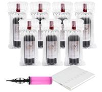 LOLYSIC 50Pcs Wine Bottle Protectors for Travel, Inflatable Wine Bottle Bubble Wrap Bags with Air Pump, Cushion Air Column Bags for Airplane Luggage Safety Packaging & Transport