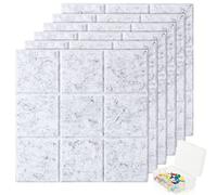 LOLYSIC 6 Pcs Felt Board Tiles, 30x30cm Self Adhesive Felt Notice Board, Square Bulletin Boards Pin Boards for Offices Home, Grey Memo Boards with 40pcs Push Pins