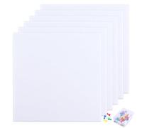 LOLYSIC 6 Pcs Felt Board Tiles with 50 Push Pins, 30 x 30cm Self Adhesive Felt Notice Pin Boards for Walls, 9mm Thickness Square Bulletin Memo Photo Cork Board for Home Bedroom Kitchen Office, White