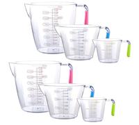 LOLYSIC 6 Pcs Plastic Measuring Jugs, 200ml 400ml 900ml Kitchen Measuring Cups Set with Spout and Handle, Clear Plastic Jugs with Easy to Read Measurements, for Kitchen Baking, Cooking, Mixing Drinks