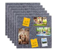 LOLYSIC 6Pcs Felt Board Tiles, 30x30cm Self Adhesive Felt Notice Boards for Walls, 9mm Thick Square Bulletin Pin Board with 30 Push Pin for Home Bedroom Office (Dark Grey)