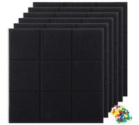 LOLYSIC 6Pcs Felt Board Tiles, 30x30cm Self Adhesive Felt Notice Boards, Square Bulletin Pin Boards for Home Bedroom Office Photos Memos Wall Decor, Black