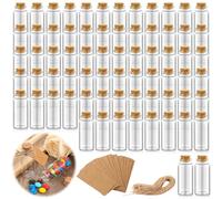 LOLYSIC 72 Pack 30ml Mini Glass Bottles with Cork Stoppers, Glass Bottles with Cork Lids, Jute Strings & Label Tags, Small Wishing Bottle Spell Jars for DIY Arts Crafts Decoration Party Favours