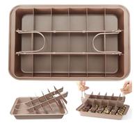 LOLYSIC Brownie Tin, Non Stick Brownie Tray with Dividers, 18-Slot Rectangular Carbon Steel Brownies Pan Traybake Tin for Oven Baking Roasting Cake Cookies Lasagna, 31x20x4cm