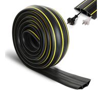 LOLYSIC Floor Cable Cover - 3m 10ft Floor Cable Protector, 3 Cord Channels Wire Covers for Cables, Rubber Floor Cables Protector for Home Office Factory Garage Workshop Warehouse