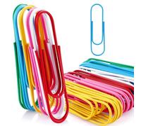 LOLYSIC Pack of 90 Large Paper Clips, 100 mm Colourful Paper Clips, Large, Bright Vinyl Coated Jumbo Paper Clip for Papers, School, Office Supplies (Red, Yellow, Blue, Green, White, Pink)