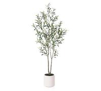 LOMANTO Artificial olive tree, [Plastic, Polyvinyl Chloride, Polyethylene, Nylon, Silk, Metal, Fabric blends], Green, 5 '