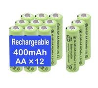 Lombaour 1.2 Volts 400mAh Ni-MH Rechargeable AA Batteries Pre-Charged for Solar Lights,Lawn Lamps,Pathway Lights & Home Devices(12 Pack)