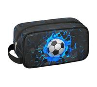 LOMBARDIDEN Travel Toiletry Bag for Boys Men, Hanging Dopp Kit Waterproof Shaving Bag, Cosmetic Organizer Makeup Bag for Bathroom Toiletries Accessories, 3D Blue Soccer, 10.5 x 4.4 x 5.3 inches