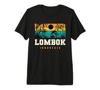 Lombok Indonesia Retro Sunset Palm Beach Tropical Island Premium T-Shirt