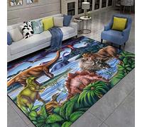 LOMDEM 3D Dinosaur Carpet Forest River Large Living Room Rug Children's Play Area Floor Mat Flannel Soft Boys' Bedroom Rug Brown Green Dinosaur Nursery Rug Runner Mat Kitchen Rug (Colour 4,50x80 cm)