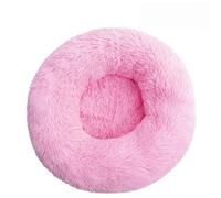 LOMDEM Calming Donut Pet Bed, Ultra Soft Long Plush Round Cat Bed, Non-Slip Water Resistant Base, Warm Fluffy Pet Nest for Cats & Small Dogs, Machine Washable (Pink,60 cm)