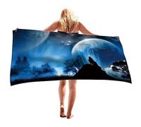 LOMDEM Starry Milky Way Dream Moon Wolf Microfiber Beach Towel Bath Towel XL XXL Blue Black Lightning Yin Yang Wolf Boys Men Sports Towel Swimming Surfing Rain Camping Towel (Colour 3,100x200 cm)
