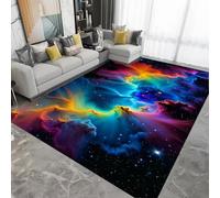 LOMDEM Starry Sky Galaxy Print Flannel Rug, Soft High-Density Velvet Polyester, Non-Slip Backing, Washable Carpet for Living Room Bedroom Decor Gaming Rug for Boy Kid Teen Room, 140x200 cm, Color 5