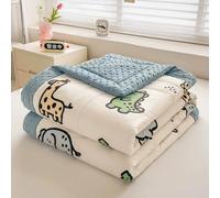 LOMDEM Ultra-Soft Sensory Blanket for Babies & Toddlers, Adorable Cartoon Prints, Soothing Cuddle Blanket, Machine Washable Nursery Essential, Reversible Quilt for All Seasons (Blue,100x150 cm)