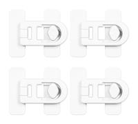 lomdung Pack of 4 Child Safety Cupboard, Freezer Lock Closure, Cupboard Safety Baby Self-Adhesive, Drawers & Cabinets Tamper Proof Baby Protection (White)