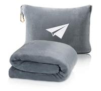 LOMEE Premium Soft Travel Blanket, 2 in 1 Airplane Blanket Pillow with Compact Bag, Backpack Clip and Hand Luggage Belt, Portable Travel Essentials for Long Flights