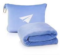 LOMEE Premium Travel Blanket for Airplane, Soft Airplane Blanket Pillow 2 in 1 with Compact Bag, Hand Luggage Belt and Backpack Clip, Portable Travel Essentials for Long Flights