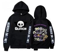 Lomeuuu Murder-Drones Hoodie, Harajuku Style Pullover, Vintage Unisex Sweatshirt, Side Seam Pockets (Black 10,M)