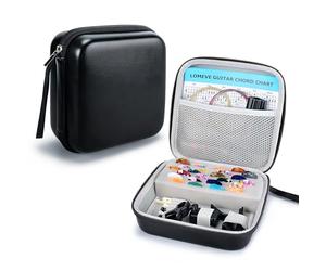 LOMEVE 85PCS Guitar Accessories Kit Holder Case Include Acoustic Strings, Tuner, Capo, 3-in-1 Restring Tool, Picks, Pick Holder, Bridge Pins, Nuts & Saddles, Finger Protector, Chord Chart