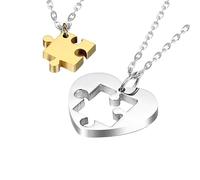Lomeya Stylish Couple's Necklace Set - Stainless Steel Heart Pendant for Him and Her - Matching Necklaces - 2 Pieces Included