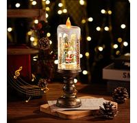 Lomffy Christmas Snow Globe Lantern with Music & Light, Flameless Candle Lights Vintage Snowglobe Lantern LED Glitter Lantern Snow Globe Night Light USB & Battery Operated Christmas Decorations Gifts