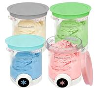 LOMGDOVC Creami Pint Containers Replacement for Ninja Swirl NC700 NC700UK NC701 | 4 Pack Dishwasher Safe Pint Containers | Ninja Creami Accessories & Ice Cream Maker Parts | Grey, Green, Blue, Pink