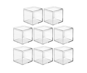 Lomgwumy Acrylic Box with Lid Small, Durable, Pack of 8, with Lid, Acrylic Square Container is Suitable for Storing Candy, Small Accessories, Cosmetics