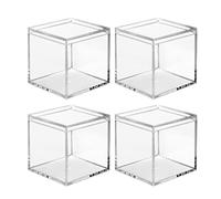 Lomgwumy Acrylic Box with Lid Small, Pack of 4, Durable, with Lid, Acrylic Square Container is Suitable for Storing Candy, Small Accessories, Cosmetics