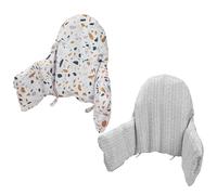 Lomgwumy Cushion for High Chair, Chair Pad IKEA Antilop Highchair, Pack of 2 Seat Pad, Built-in Inflatable Cushion, Soft and Comfortable, Baby Sitting More Comfortable (Grey Stripe/Stone Flower)