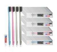 Lomgwumy Disposable Toothbrush and Toothpaste, 4 Colors, Individually Packaged, Soft Carbon Bristles, Ergonomic, Grey, 52 Count