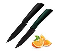 Lomgwumy Fruit Knife, Fruit Knife Set, The Black Blade is More Advanced, Fruit Knives Small is Suitable for Most Vegetables, Fruits and Meat（Black and Green） (2)
