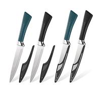 Lomgwumy Fruit Knife, Fruit Knife Set, with Scabbard, Exquisite and Beautiful, Fruit Knives Small is Suitable for Most Vegetables, Fruits and Meat,4-Piece (Black,Green)