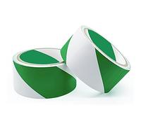 LOMHOK Safety Tapes 2 Rolls 48mmX20m Green and White Self Adhesive Hazard Warning Tape