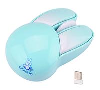 Lomiluskr Cute Bunny Wireless Mouse, Lightweight Soundless Mouse, 2.4G Wireless Mice, Candy Colors, Kawaii Rabbit Mouse for Girls and Kids (Blue Bunny)